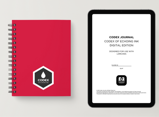 Codex of Echoing Ink Standard Edition Bundle - Ruby Cover journal for competitive Lorcana and improvement