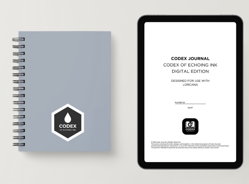Codex of Echoing Ink Standard Edition Bundle - Steel Cover journal for competitive Lorcana and improvement