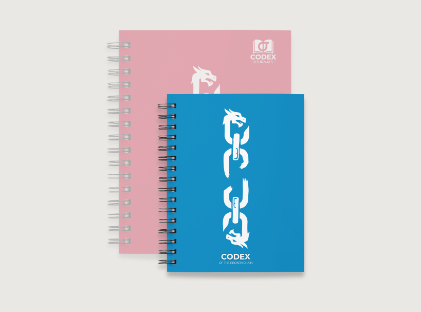 Codex of the Broken Chain – Challenger Edition journal in bright blue cover compact size for Flesh and Blood players.