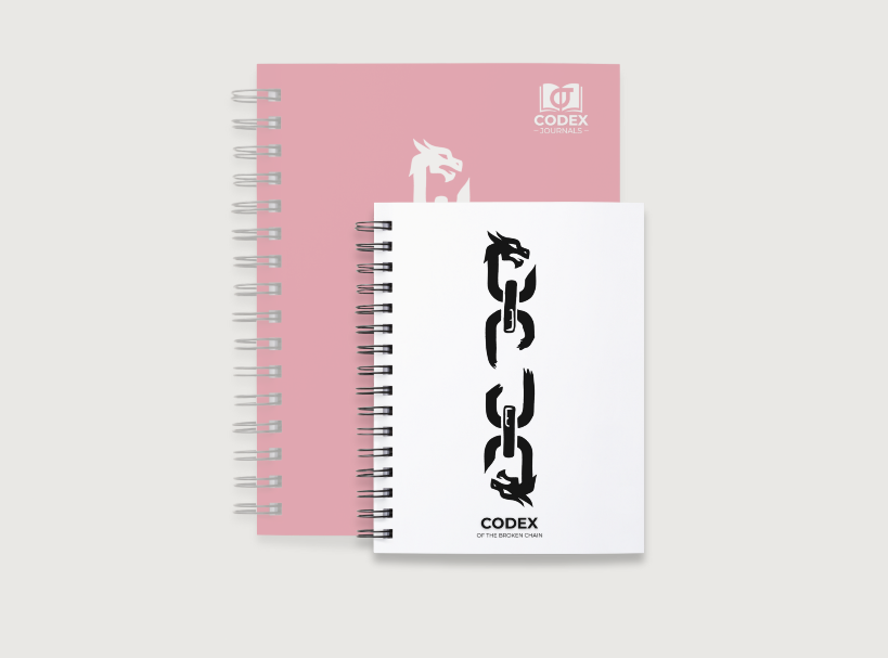Codex of the Broken Chain – Challenger Edition journal in white cover compact size for Flesh and Blood players.