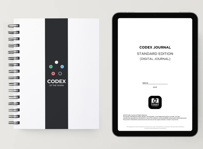 Codex of the Spark Standard Edition bundle - White Cover Journal for competitive Magic the Gathering and improvement