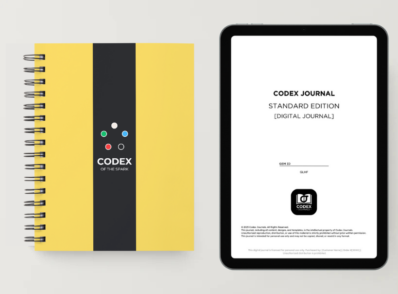 Codex of the Spark Standard Edition bundle - Yellow Cover Journal for competitive Magic the Gathering and improvement