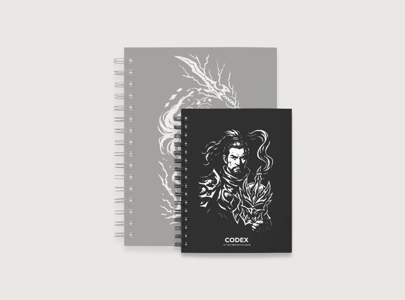 Codex of the Broken Chain – Challenger Hero Series journal Hero Inspired artwork cover and compact size for Flesh and Blood players.