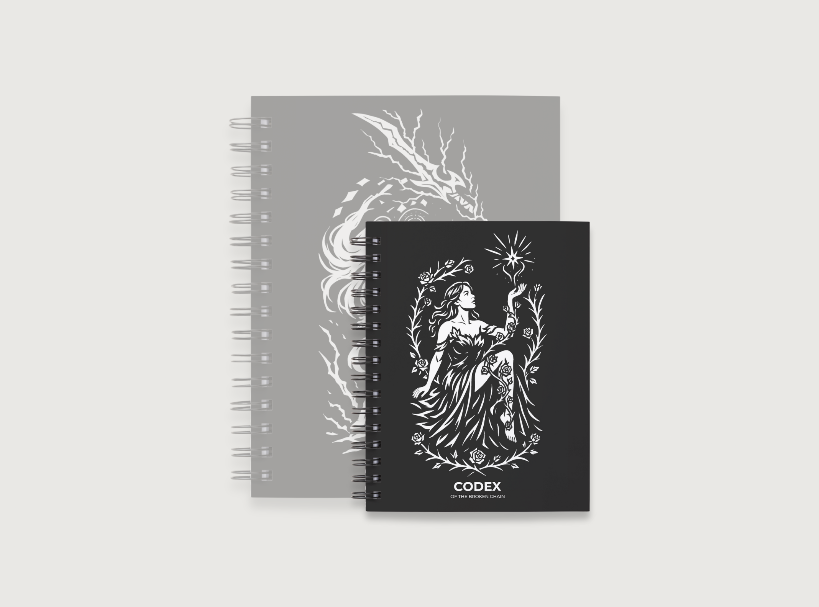 Codex of the Broken Chain – Challenger Hero Series journal Hero Inspired artwork cover and compact size for Flesh and Blood players.