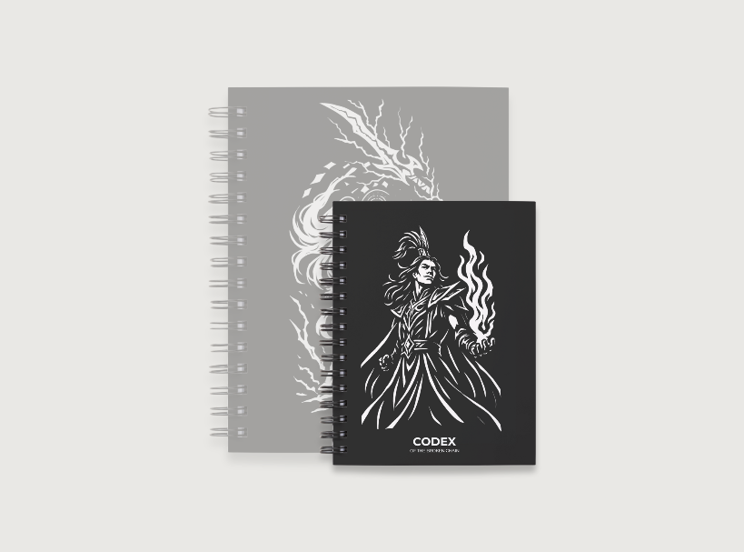 Codex of the Broken Chain – Challenger Hero Series journal Hero Inspired artwork cover and compact size for Flesh and Blood players.