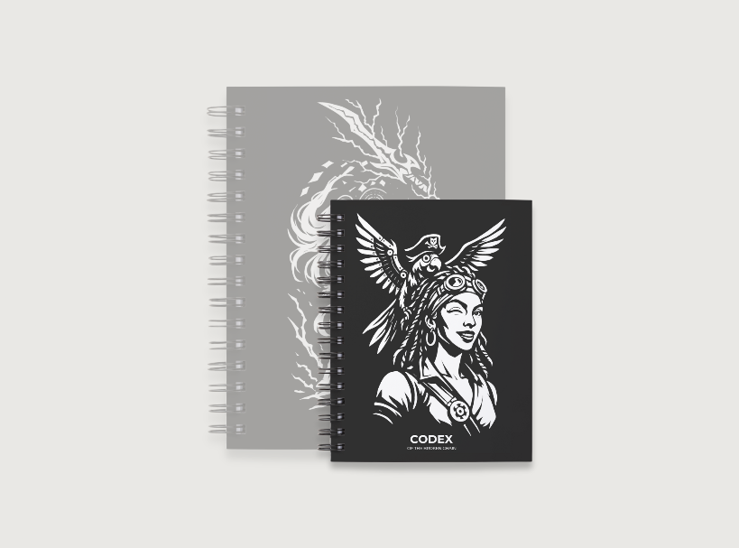 Codex of the Broken Chain – Challenger Hero Series journal Hero Inspired artwork cover and compact size for Flesh and Blood players.