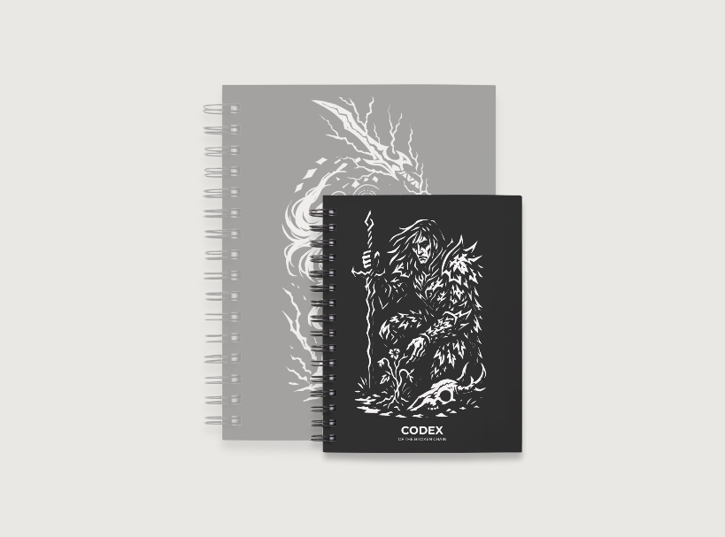 Codex of the Broken Chain – Challenger Hero Series journal Hero Inspired artwork cover and compact size for Flesh and Blood players.