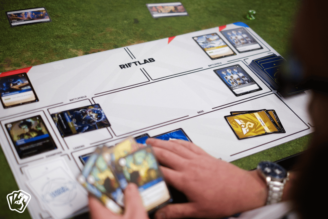 game in progress on Riftlab premium neoprene playmat